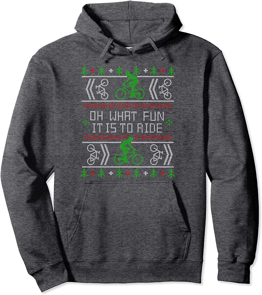 Biking Oh What Fun it is to Ride Bike Ugly Christmas Shirts Pullover Hoodie