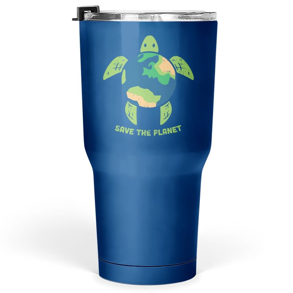 Save The Planet Earth Day Environment Turtle Recycle Ocean Tumbler 30 Oz