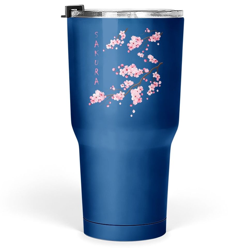 Vintage Sakura Cherry Blossom Japanese Graphical Art Tumbler 30 Oz