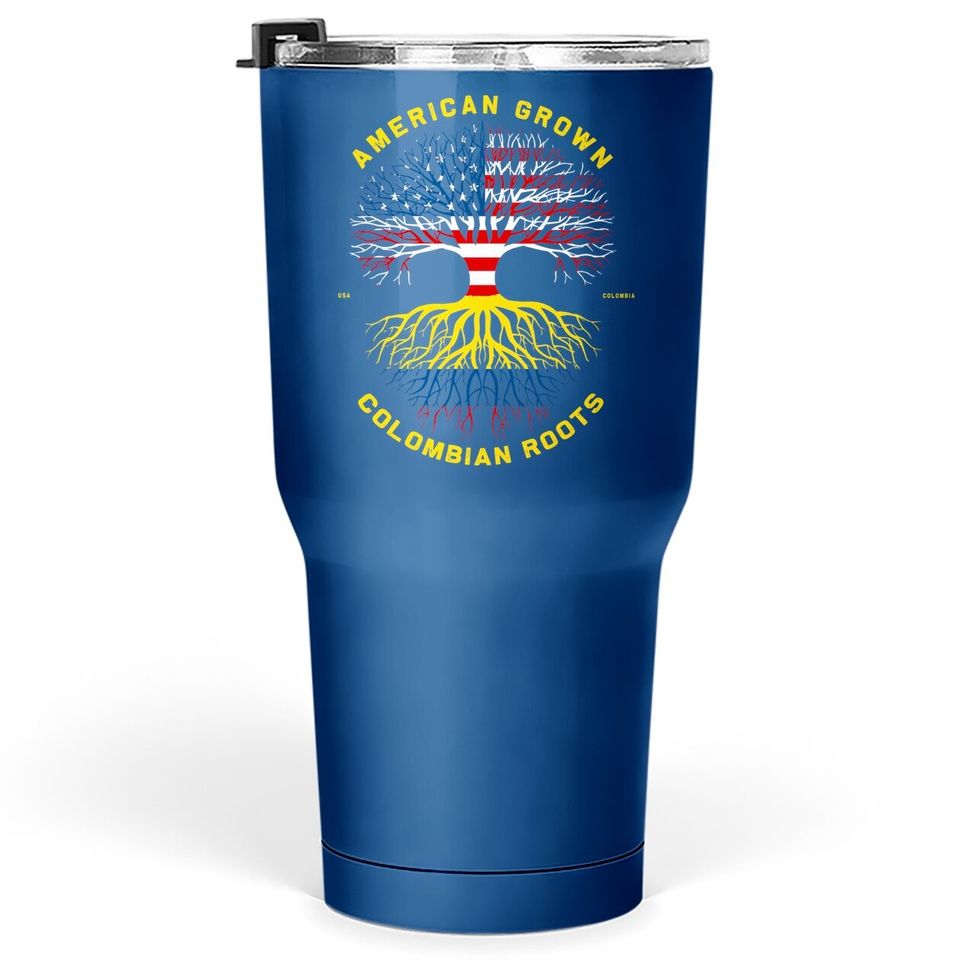 American Grown With Colombian Roots Tree Usa Flag Gifts Tumbler 30 Oz