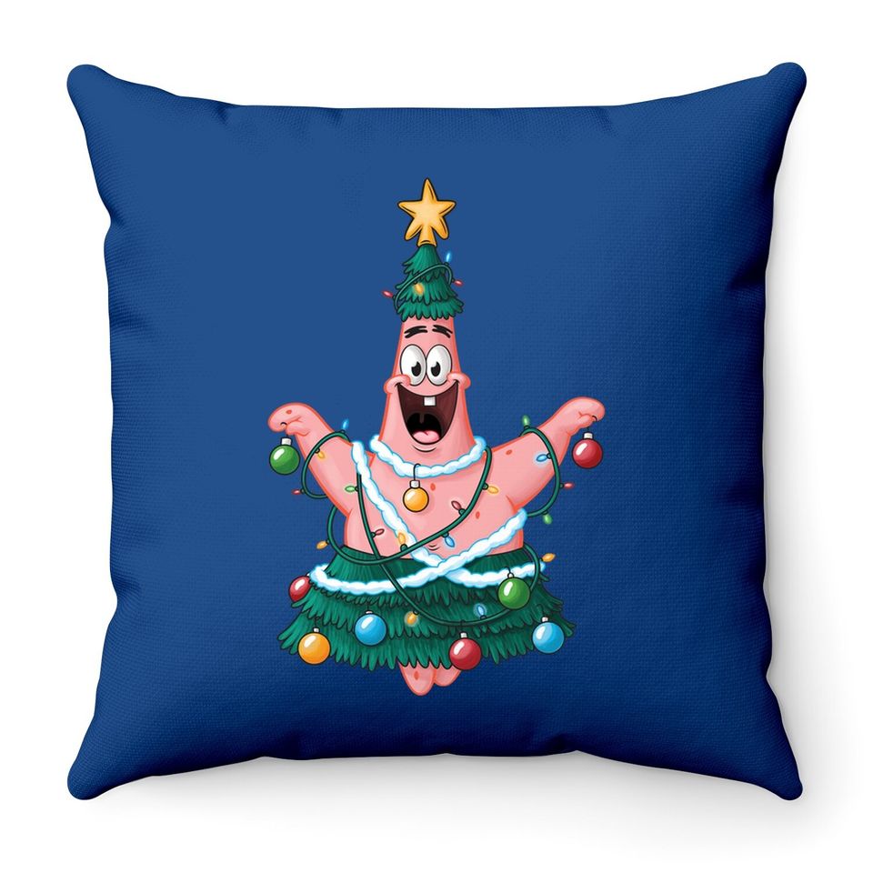 Spongebob Squarepants Patrick Star Lights Christmas Tree Throw Pillows