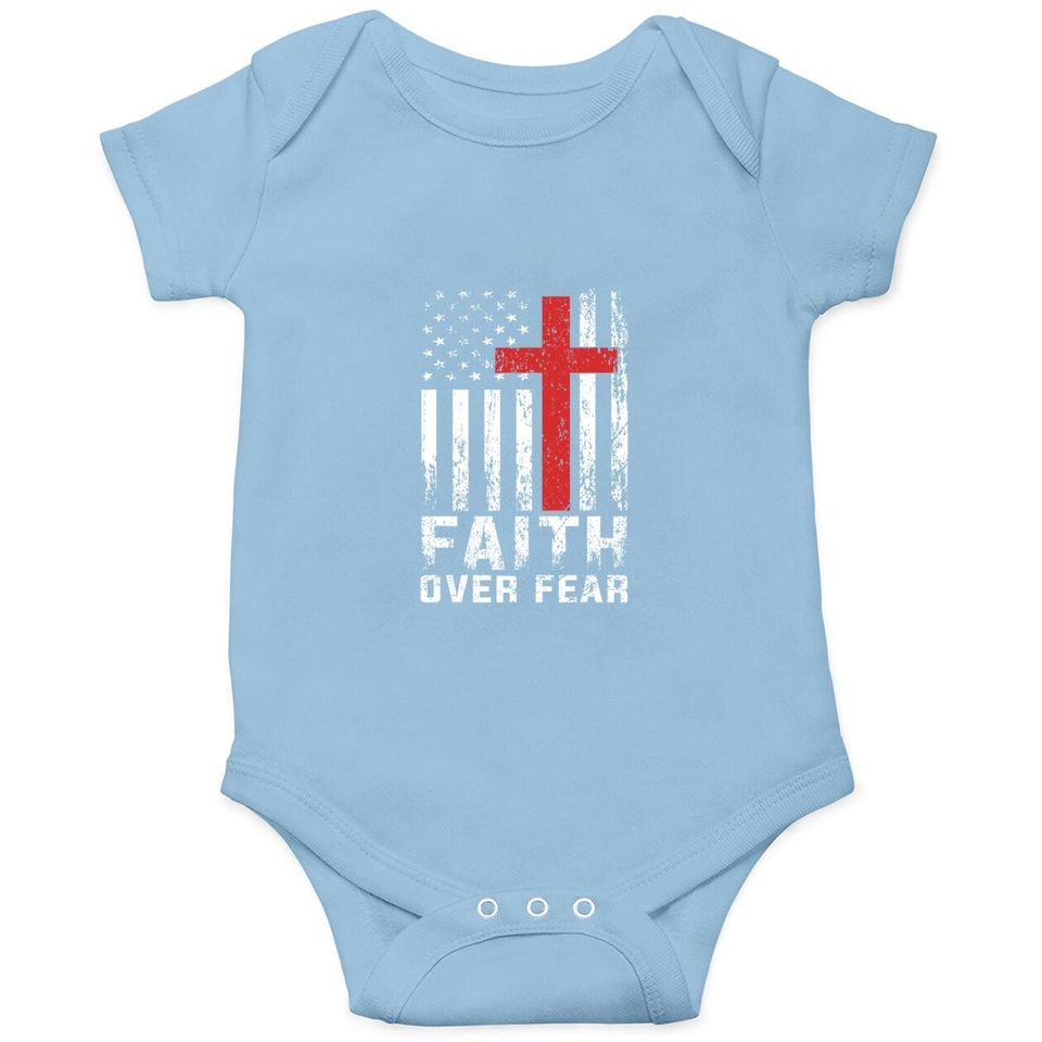 Faith Over Fear Christian American Flag Gift Baby Bodysuit