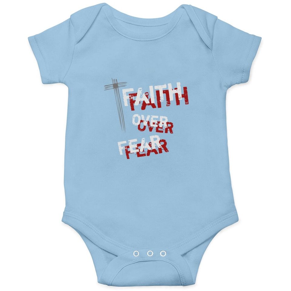 Inspirational Christian Cross Faith Over Fear Baby Bodysuit