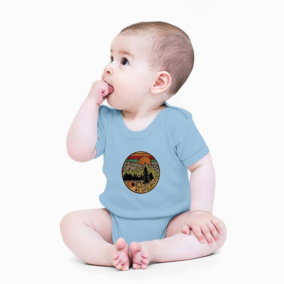 I Love Camping I Hate People Outdoors Funny Vintage Baby Bodysuit