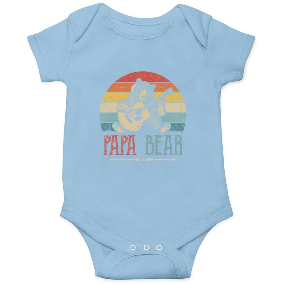 Papa Bear Funny Guitar Baby Bodysuit For Men