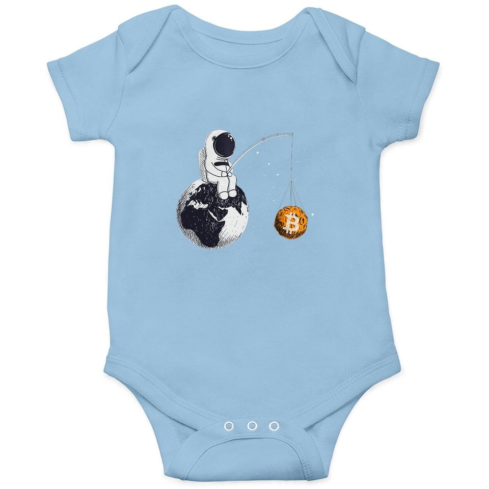 Bitcoin Funny An Astronaut Fishing For A Bitcoin Moon Gift Baby Bodysuit