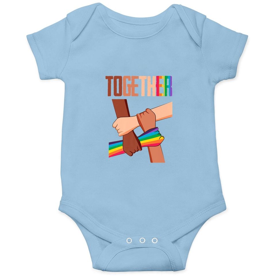 Equality Social Justice Human Rights Together Rainbow Hands Baby Bodysuit