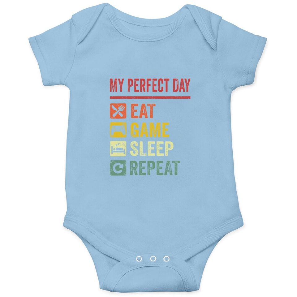 My Perfect Day Video Games Baby Bodysuit Funny Cool Gamer Tee Gift Baby Bodysuit