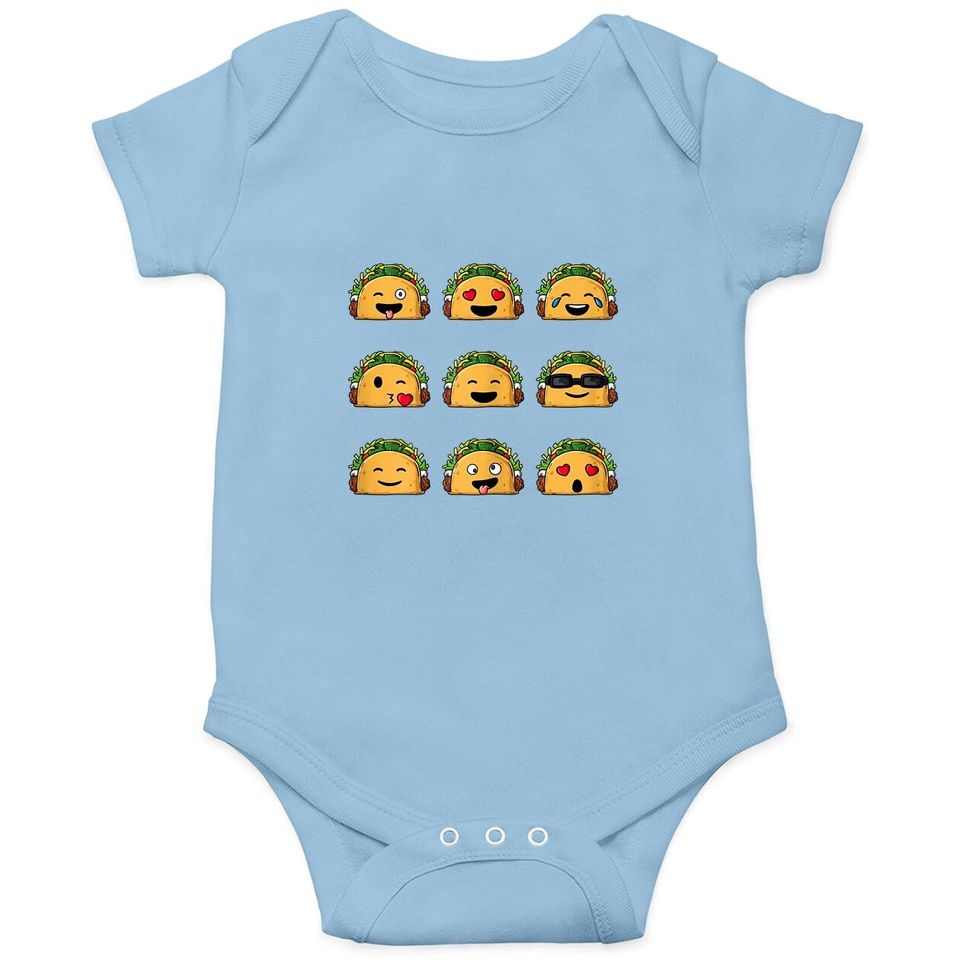 Tacos Emojis Cinco De Mayo Funny Emoticons Boys Girls Baby Bodysuit