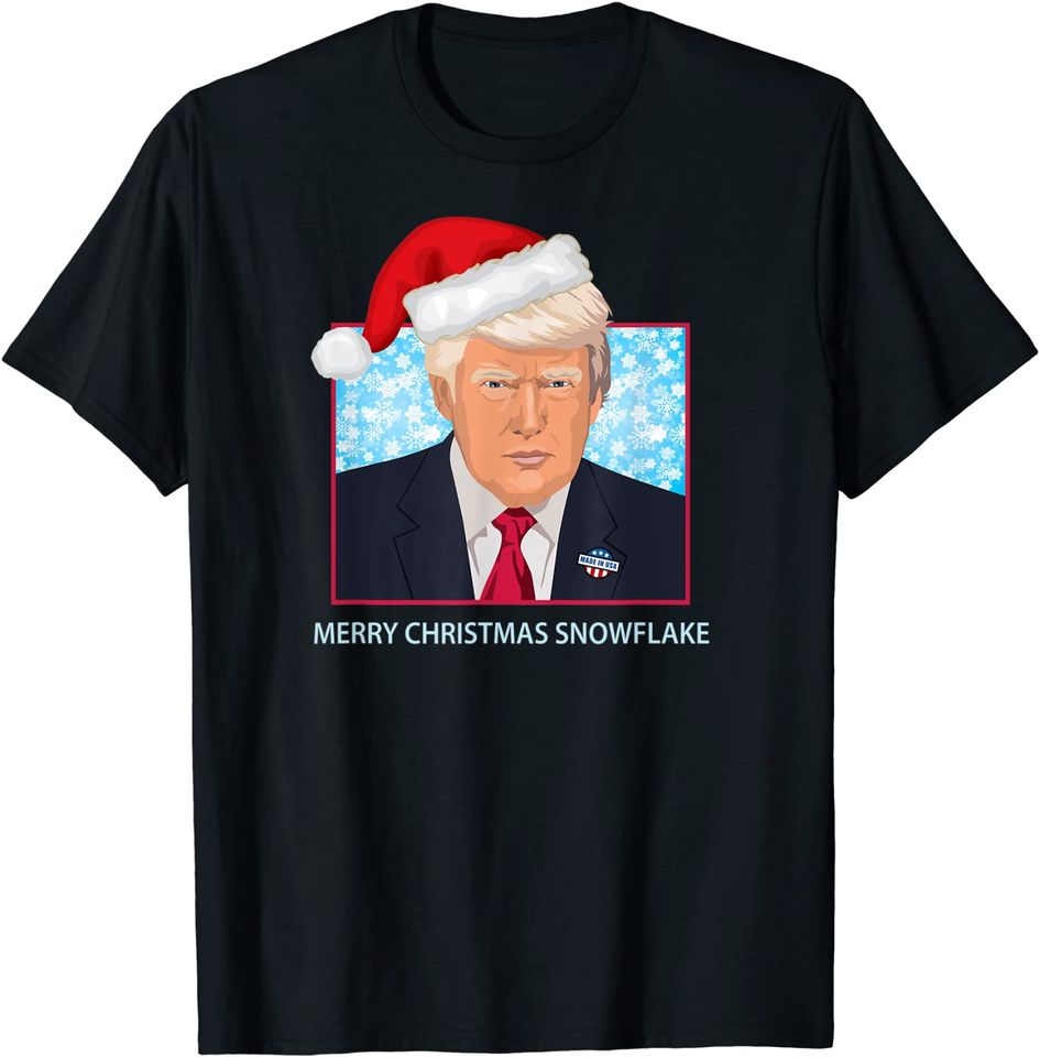 President Trump Merry Christmas Snowflake Happy Holidays T-Shirt