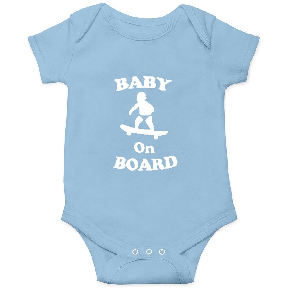 Baby On Board Skateboard Surf Solar Opposites Funny Meme Gag Baby Bodysuit