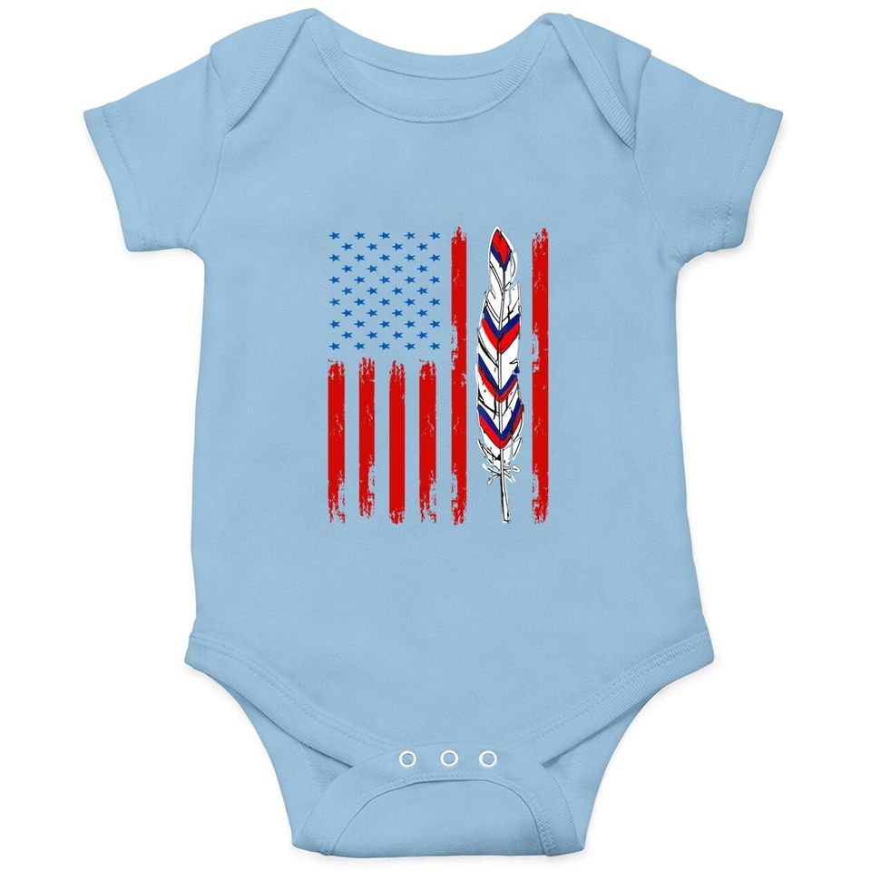 American Flag Native Pride 4th Of July Usa Patriotic Baby Bodysuit