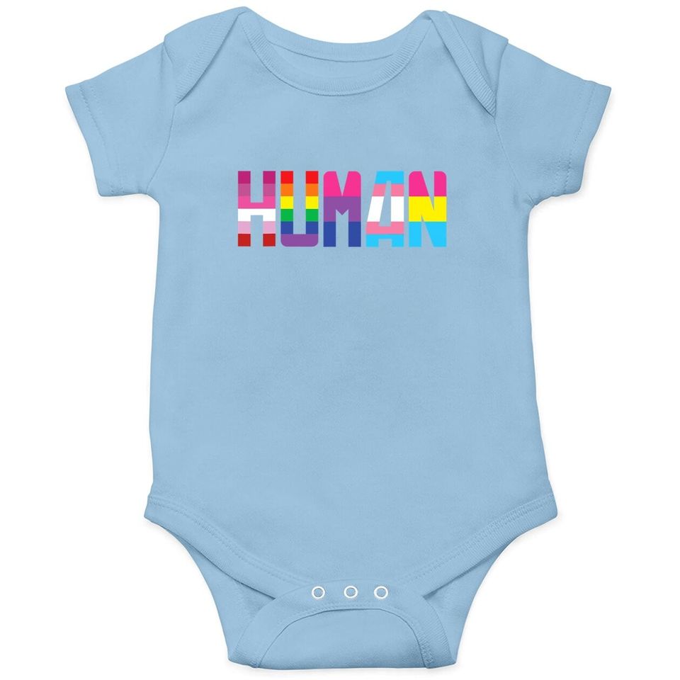 Human Lgbt Flag Gay Pride Month Rainbow Baby Bodysuit