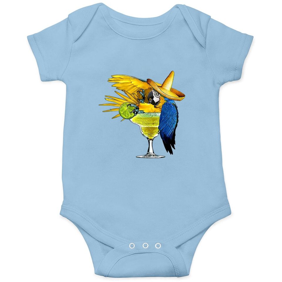 Parrot In Margarita Drinking Glass Tropical Vacation Baby Bodysuit