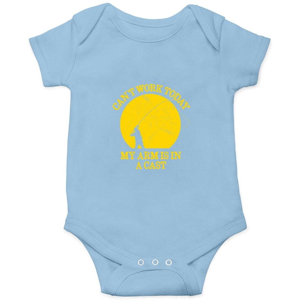 Fishing Design  arm Is In A Cast  fisherman Baby Bodysuit