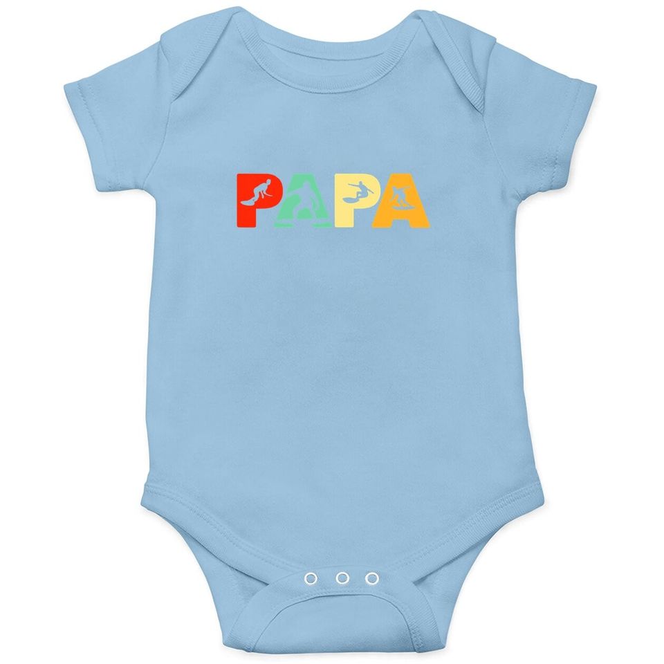 Surf Dad, Retro Papa Surfing Father's Gift Baby Bodysuit