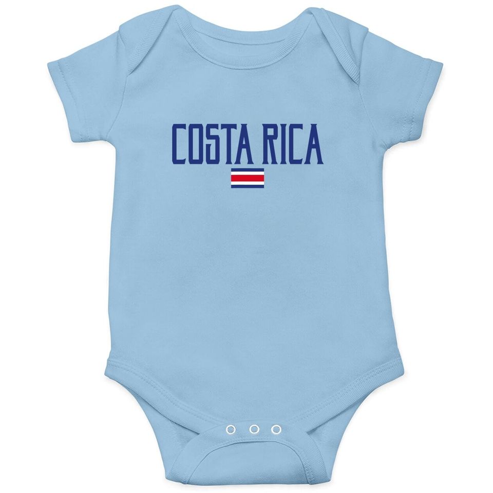 Costa Rica Flag Vintage Blue Text Baby Bodysuit