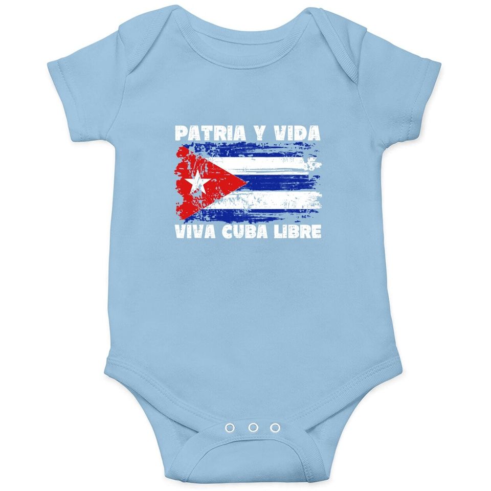 Viva Cuba Libre Patria Y Vida, Cuba Flag Baby Bodysuit