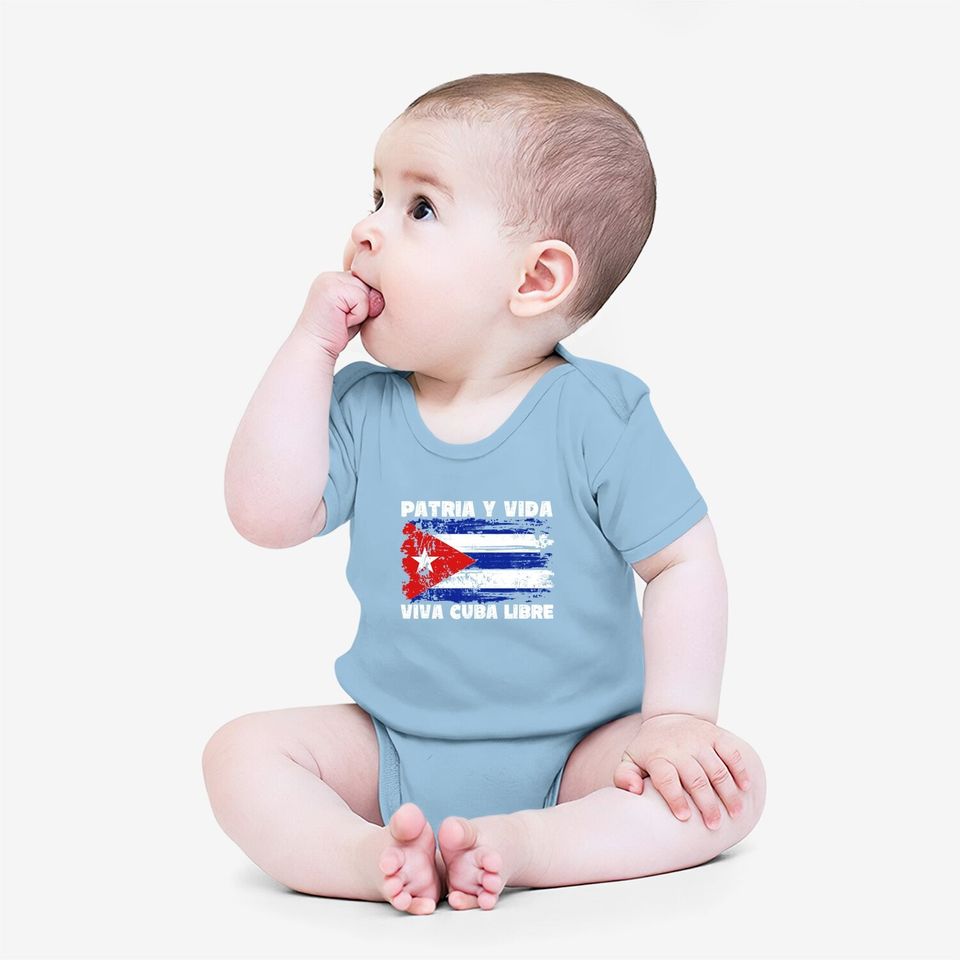 Viva Cuba Libre Patria Y Vida, Cuba Flag Baby Bodysuit