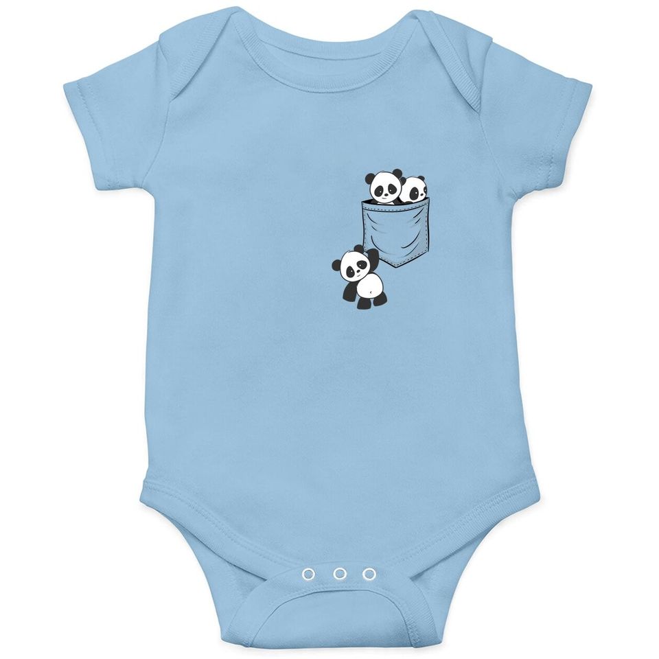 For Panda Lovers Cute Kawaii Baby Pandas In Pocket Baby Bodysuit