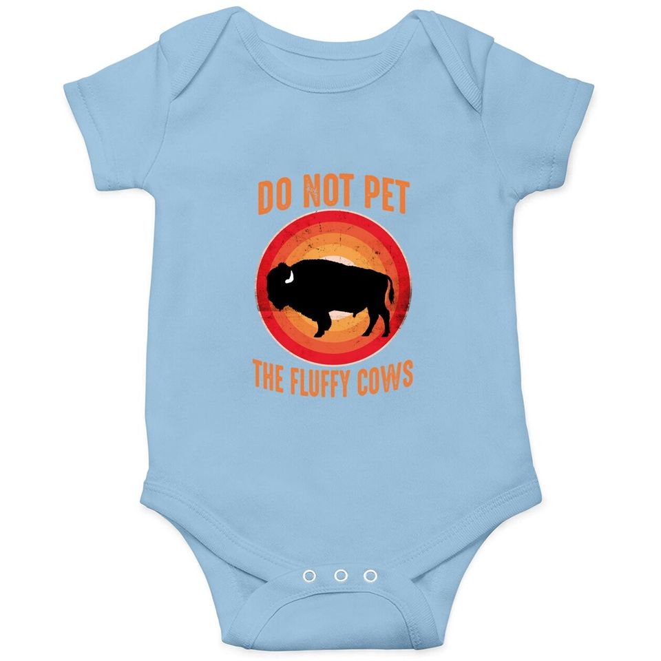 National Bison Day Vintage Sunset Do Not Pet The Fluffy Cows Baby Bodysuit