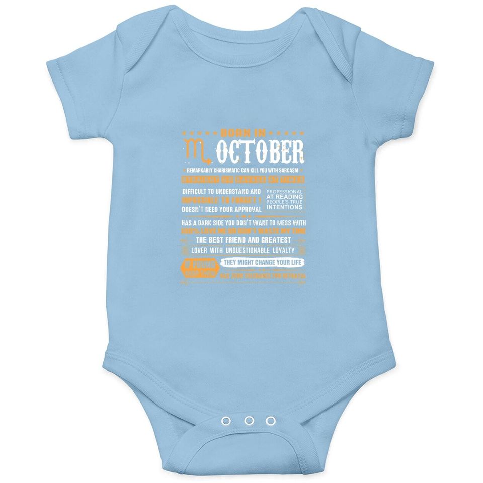 Born In October Scorpio Baby Bodysuit