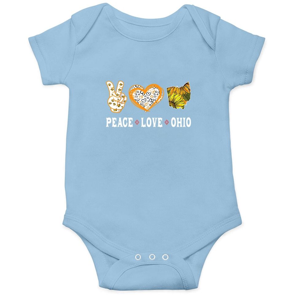 Peace Love Ohio State Souvenirs Sunflower Baby Bodysuit