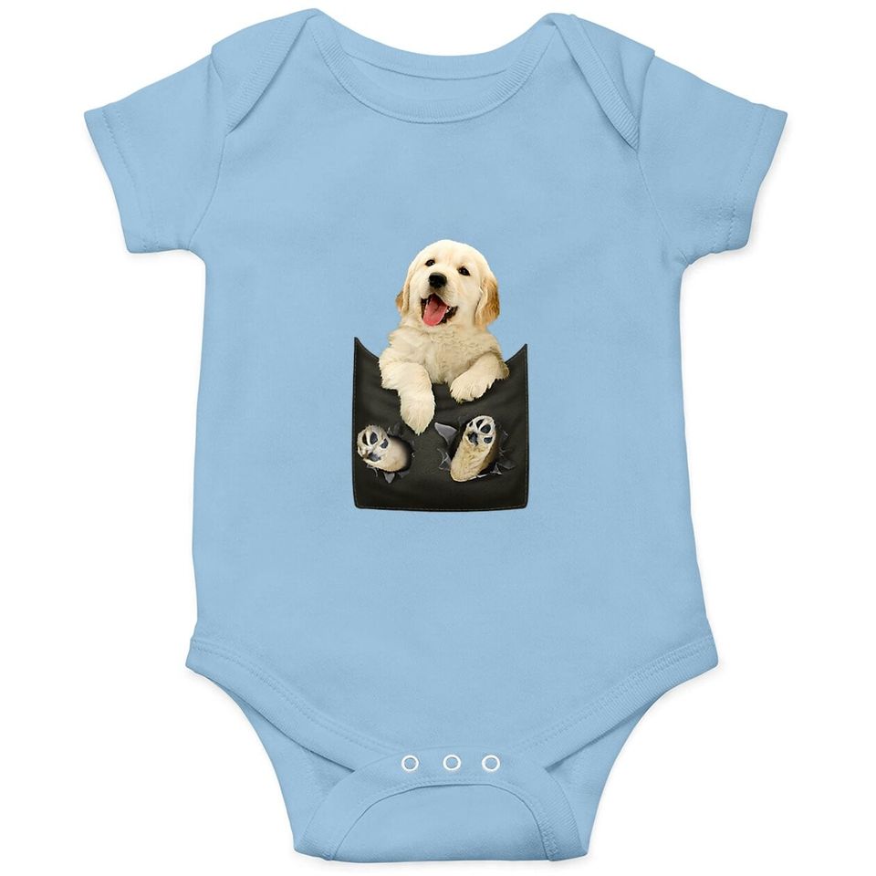 Golden Retriever In Pocket Puppy Baby Bodysuit