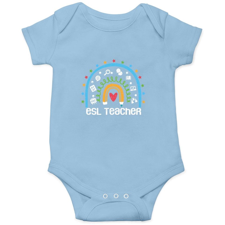 Esl Teacher Rainbow Back To School English Second Language Baby Bodysuit