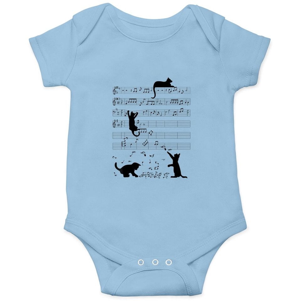 Cat Kitty Playing Music Note Clef Musician Art Baby Bodysuit