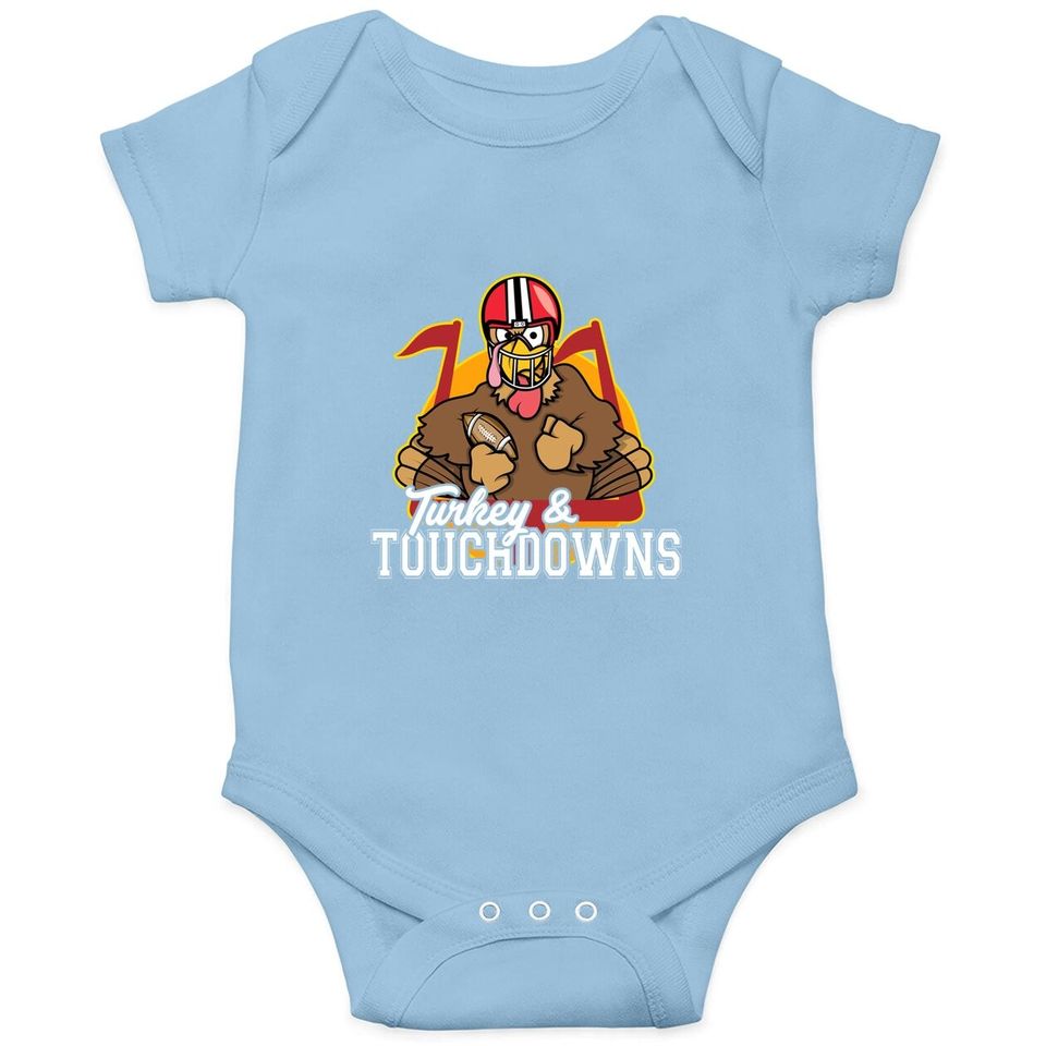 Turkey And Touchdowns Thanksgiving Football Baby Bodysuit
