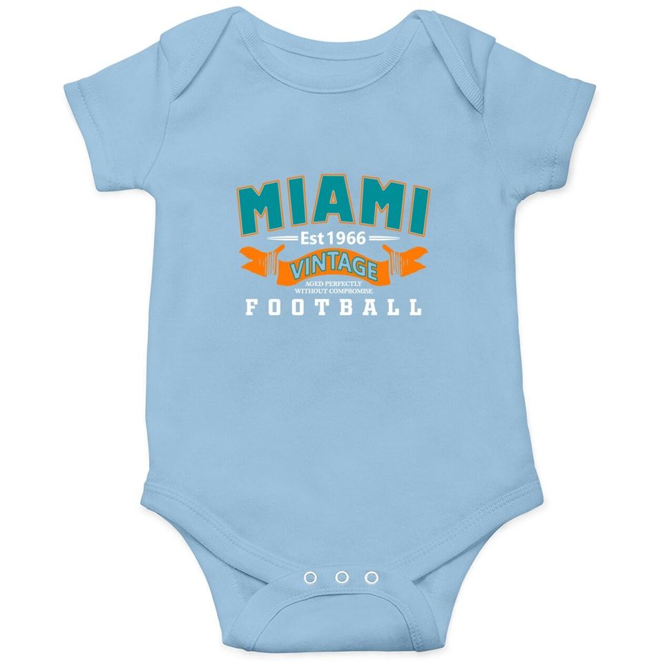 Vintage Miami City Football - Retro Est 1966 Varsity Baby Bodysuit