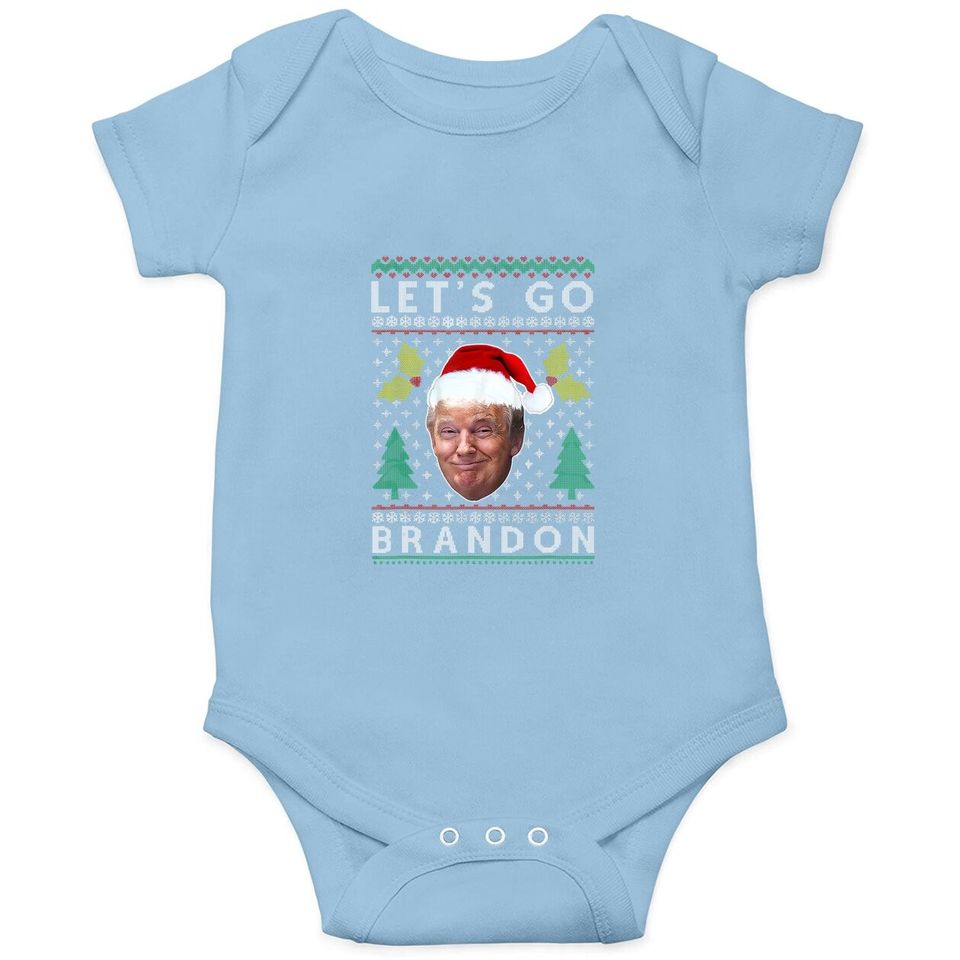 Santa Trump Let's Go Brandon Ugly Sweater Pajama Christmas Baby Bodysuit