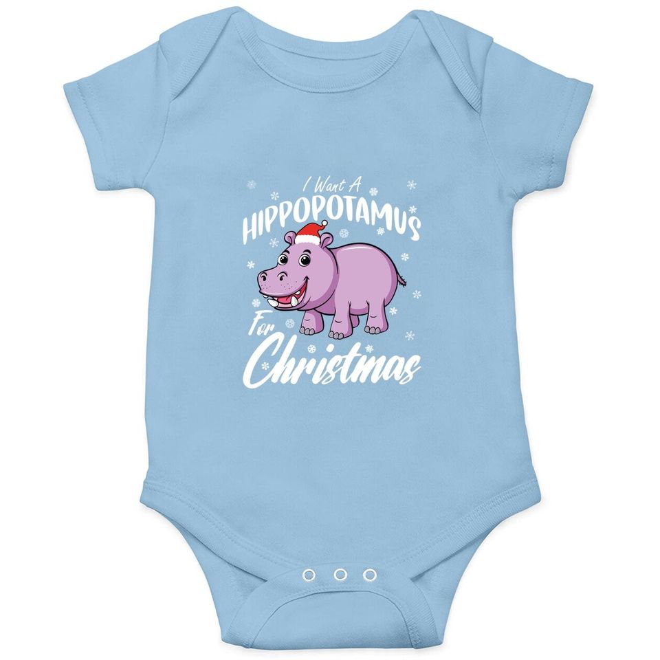 I Want A Hippopotamus For Christmas Baby Bodysuit Xmas Hippo Baby Bodysuit