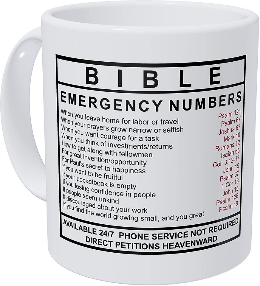 Wampumtuk Bible Emergency Numbers 11 Ounces Funny Coffee Mug