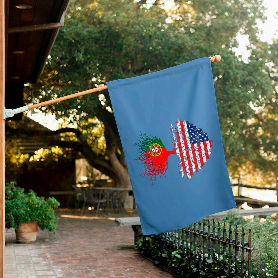 Portuguese Roots American Grown Portugal Flag House Flag