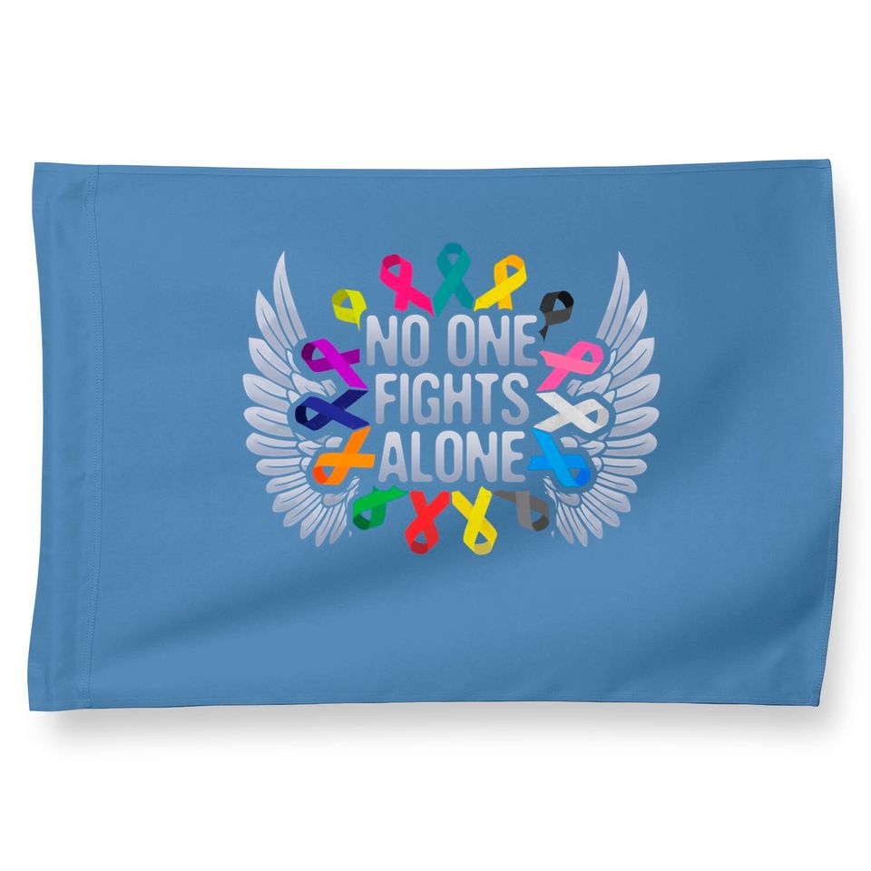 No One Fights Alone Multicolor Ribbon For Cancer Awareness House Flag
