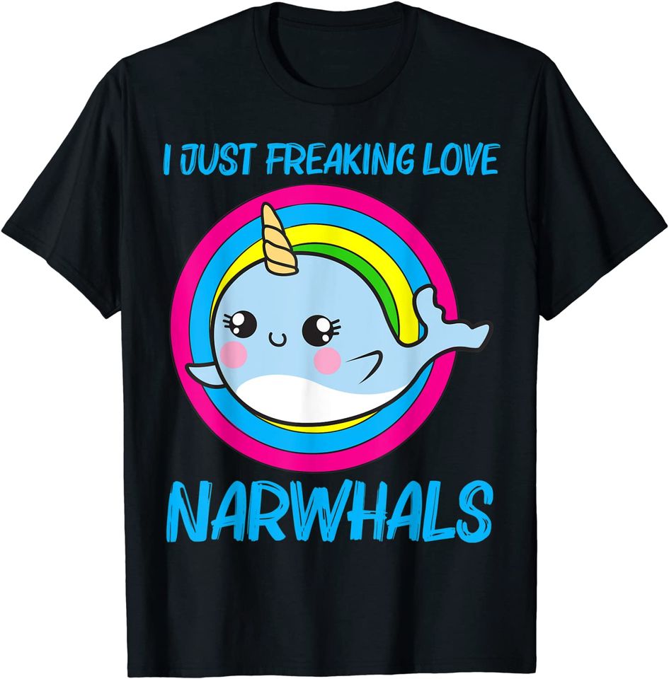 Rainbow Narwhal T-Shirt Cool Narwhal For Men Women Rainbow Tusk Sea Unicorn Dolphin