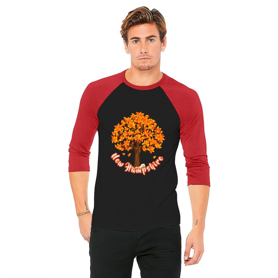 Distressed Visit New Hampshire Autumn Leaves Leaf Peeping Baseball Tee