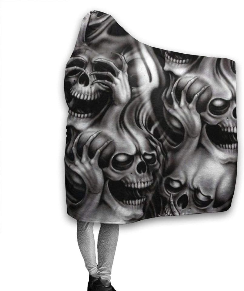 Hooded Blanket See Hear Speak No Evil Skeletons Skulls