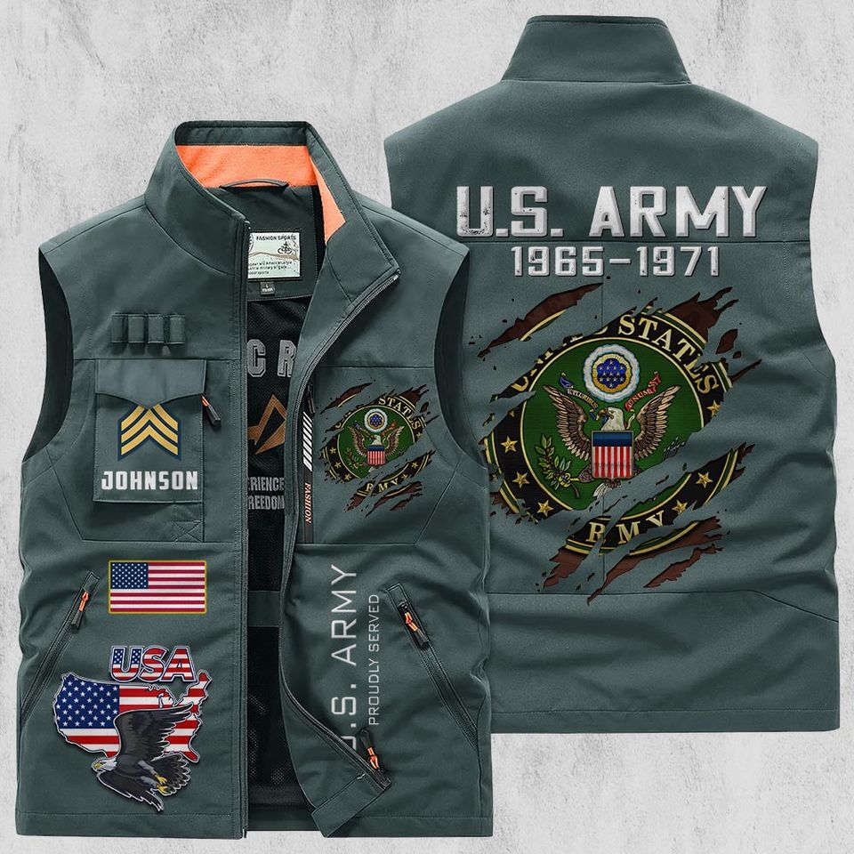 Customized U.S Veteran Proudly Served Multi Pocket Vests