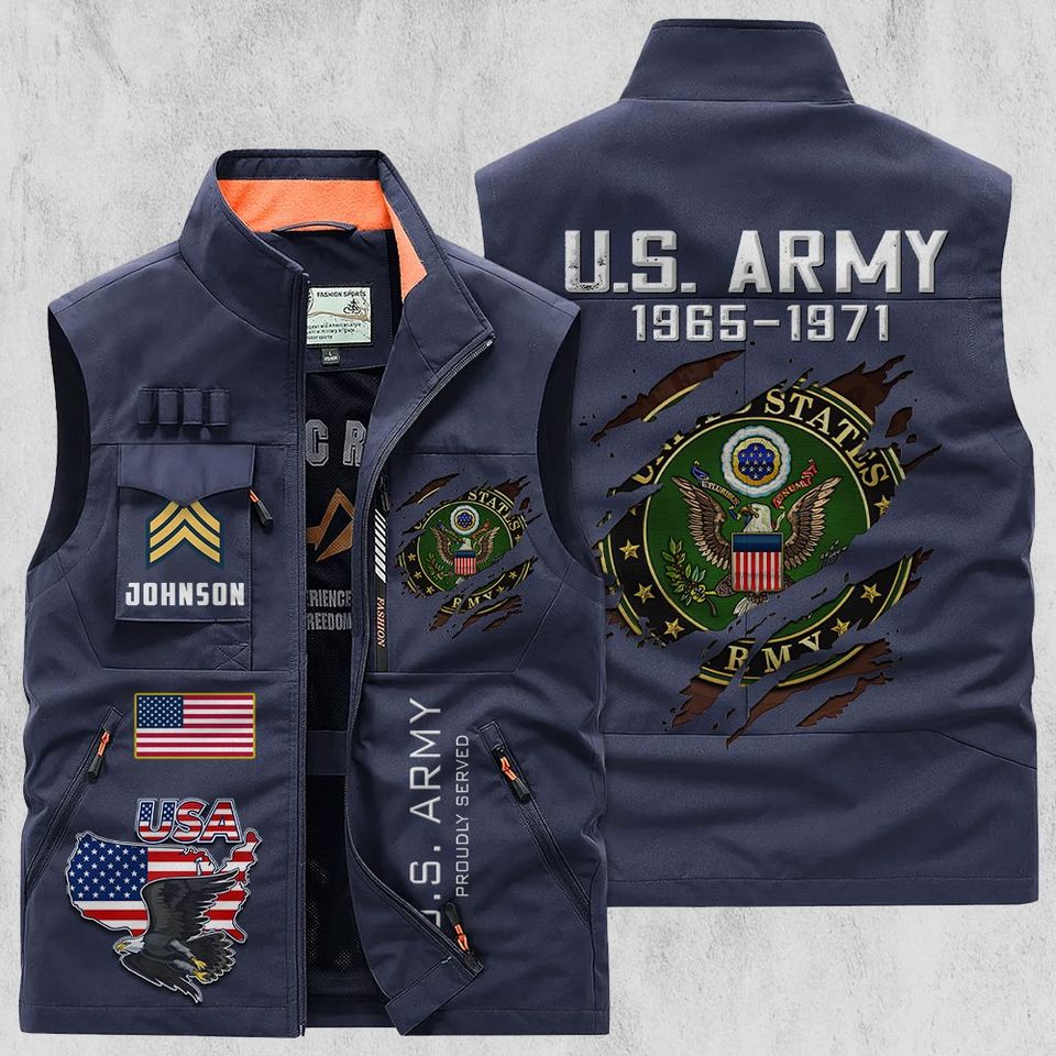 Customized U.S Veteran Proudly Served Multi Pocket Vests