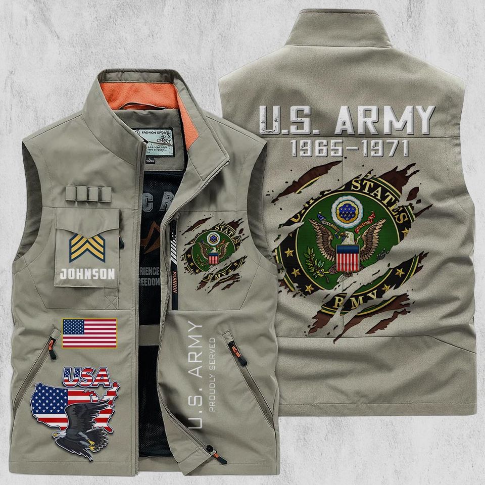 Customized U.S Veteran Proudly Served Multi Pocket Vests