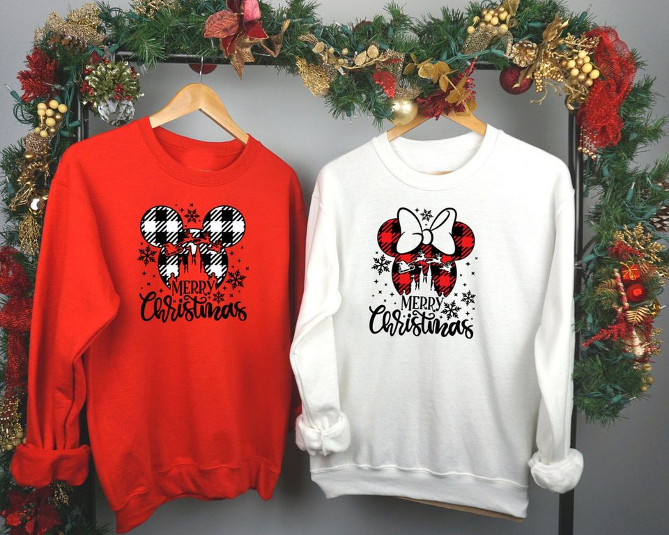 Disney Mickey And Minnie Merry Christmas Couple Matching Sweatshirts