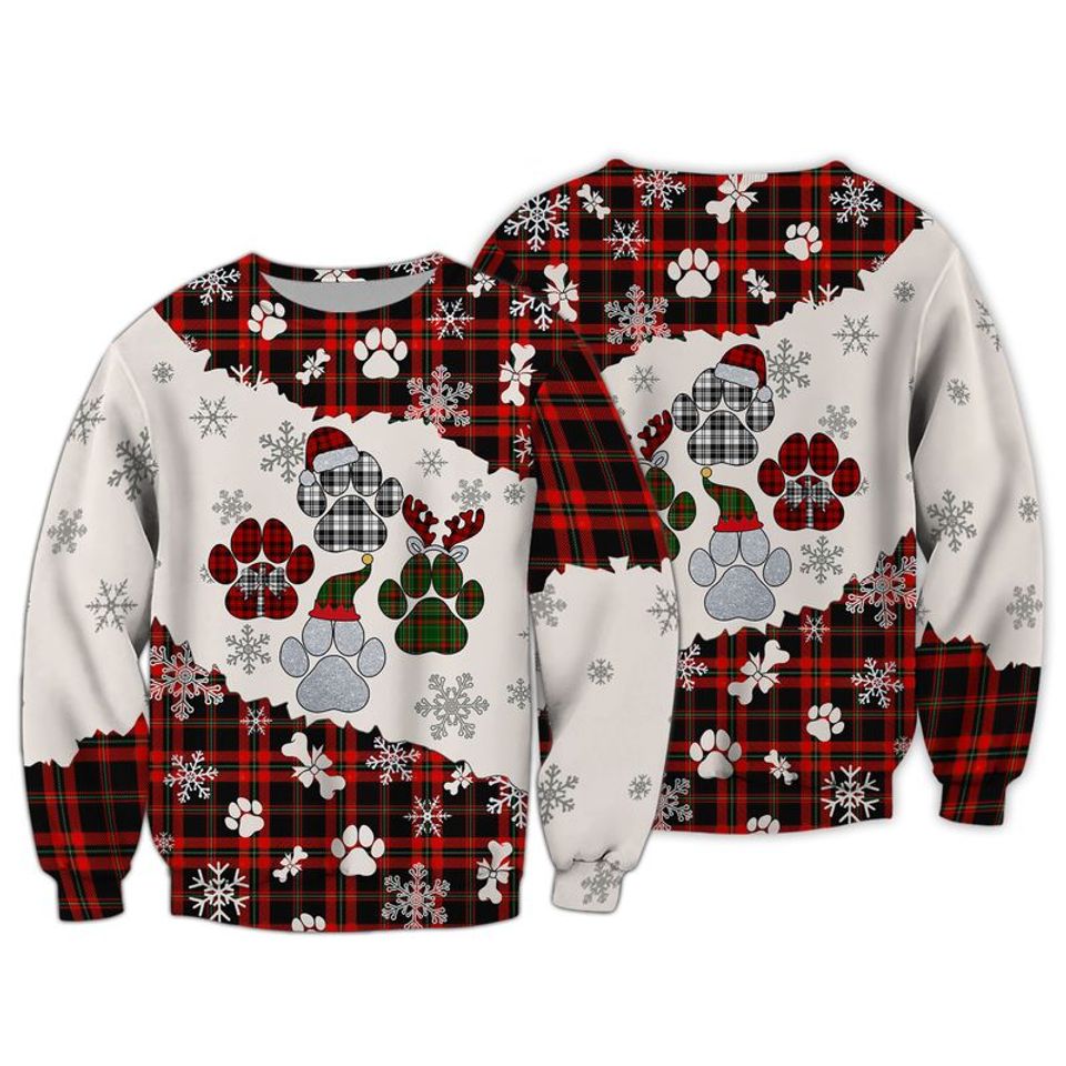 Paws Christmas 3D Ugly Christmas Sweatshirt