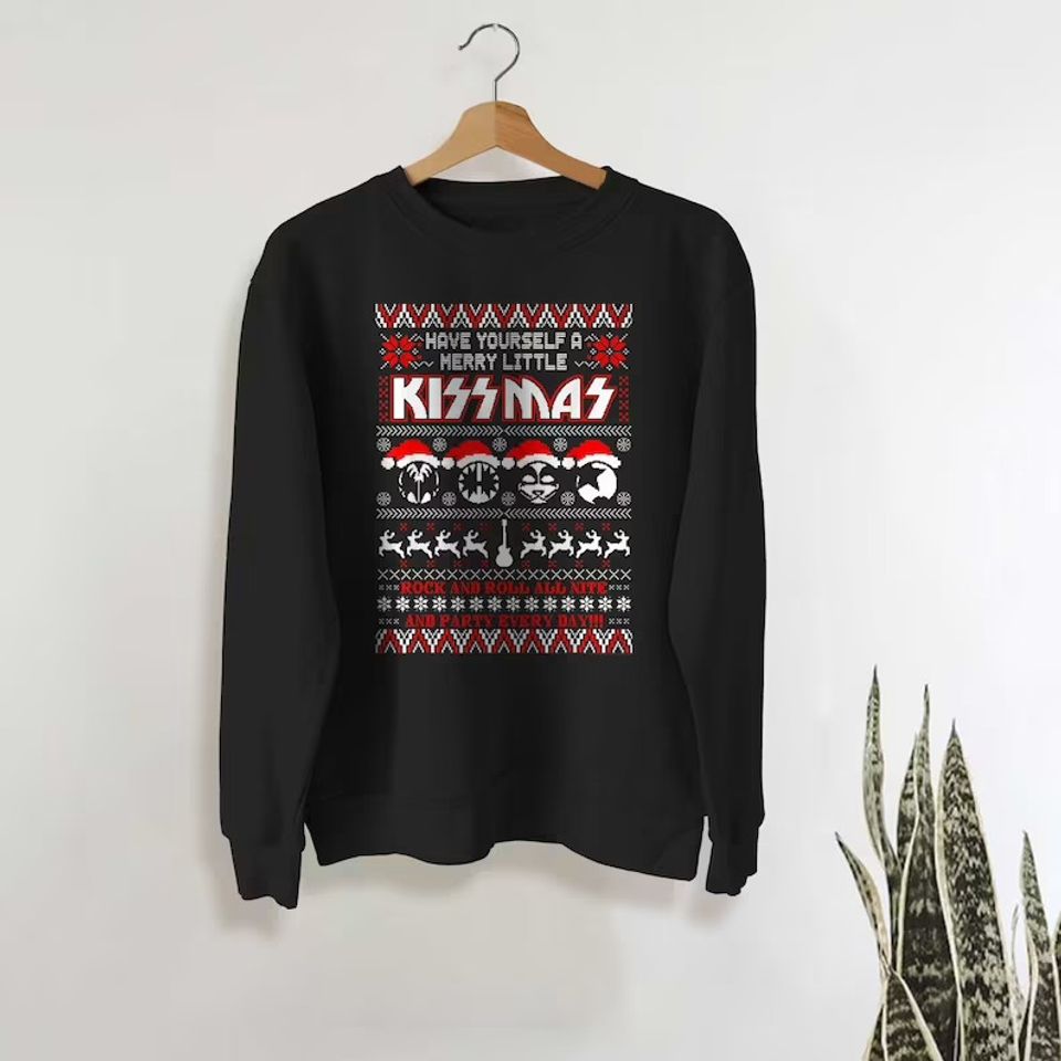 Merry Little Kissmas Kiss Rock Band Sweatshirt
