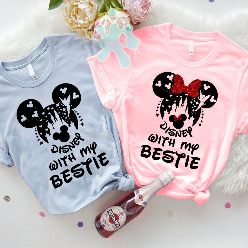 Disney With My Bestie Girl's Trip Shirts, Best Friend Matching Custom T Shirt