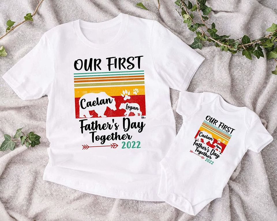 Personalised Matching Daddy And Baby Our 1st Fathers Day T-Shirt