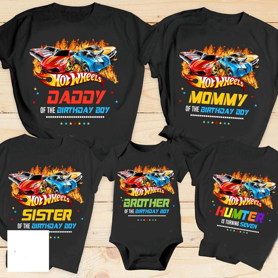Hot Wheels Birthday Boy Matching Family Custom T Shirt