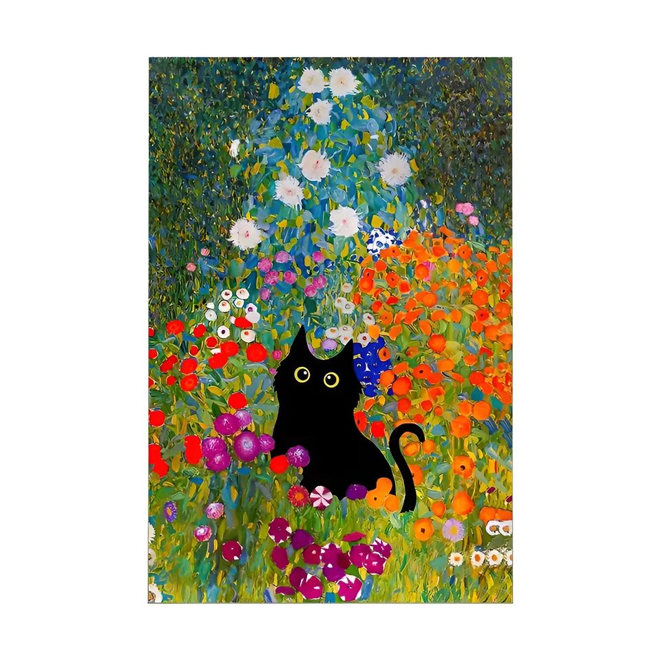 Brighten Up Your Bedroom with this Colorful Abstract Cat Poster